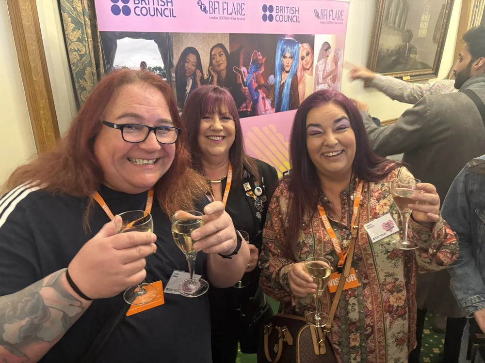 TRUK United manager Lucy Clarke, Avril Clarke and Emily's mum Emma at Parliament