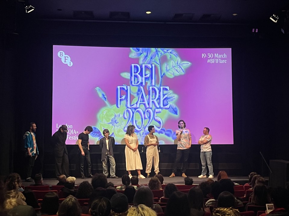 Q&A panel on stage at a festival screening