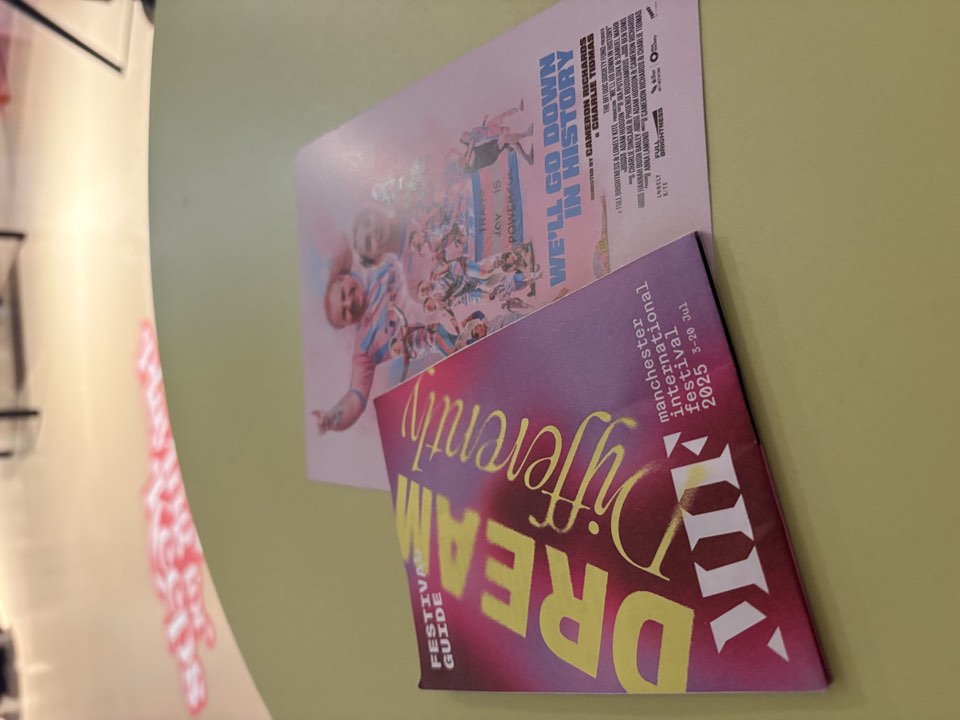 Festival programmes and flyers on display
