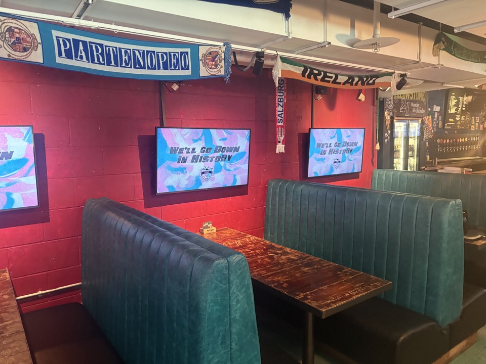 Venue interior with event branding